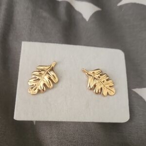 Cabouchon Golden Leaf Earrings